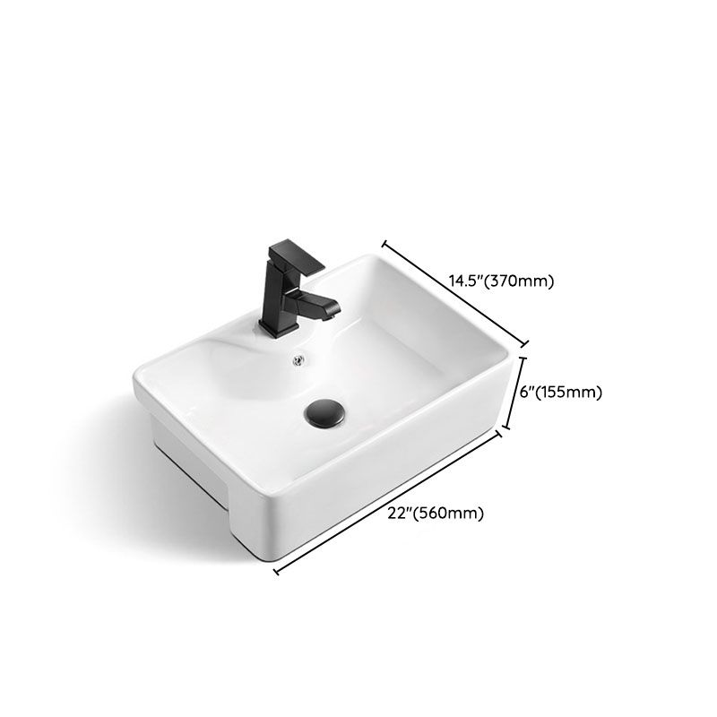 Modern Bathroom Sink Rectangular Vessel Lavatory Sink in White(Not Included Faucet)