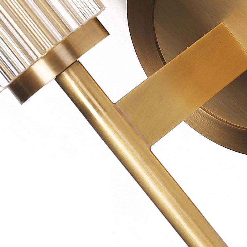 Crystal Rod Cylinder Wall Light Fixture Contemporary 1 Light Brass Wall Mount Light