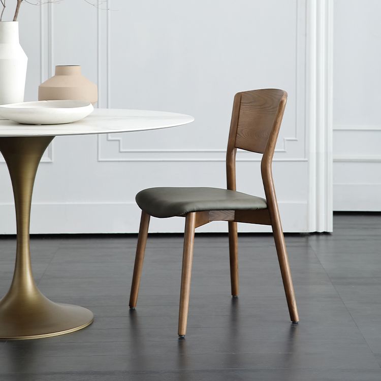 Silla lateral de comedor con respaldo abierto contemporáneo, sillas laterales de madera sin brazos con patas