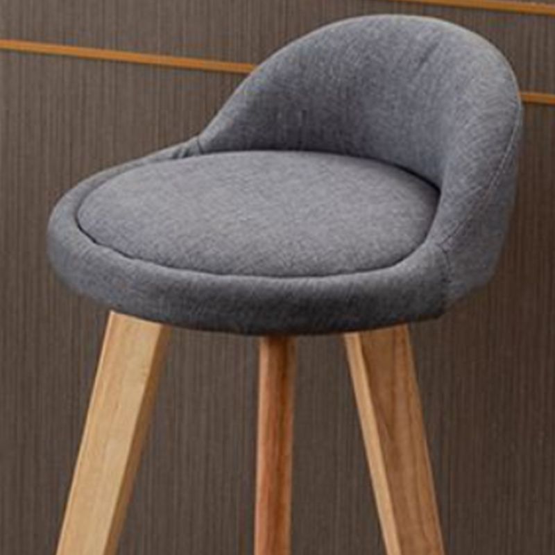 Nordic Armless Backrest Counter Stool Rubber Wood Bar Stool with Pedal