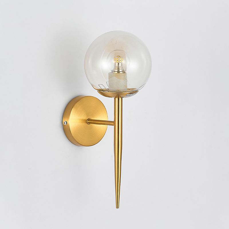 Glass Shaded Bath Vanity Lighting Modernism Metal Golden Light for Bathroom