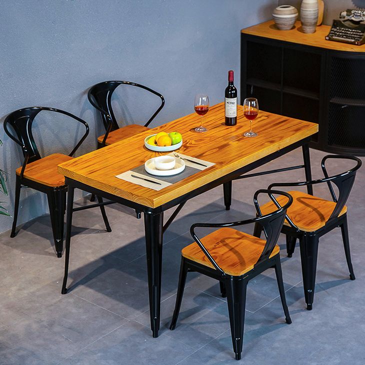Industrial Style Wooden Dining¬†Room¬†Set Standard Height Formal Dining Table Furniture
