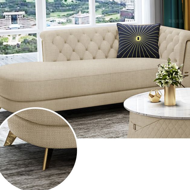 Contemporary Upholstered Chaise Lounge Couch Rolled Arms Lounge Chair