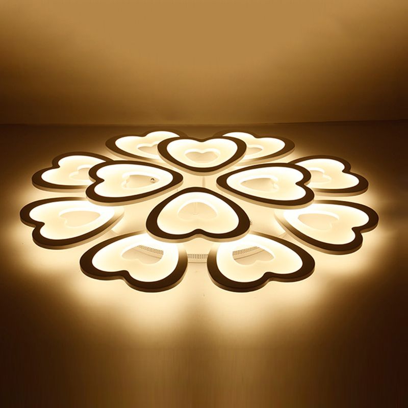 Heart Semi Flush Mount Light Fixture Simplicity Acrylic Ceiling Mount Chandelier for Bedroom