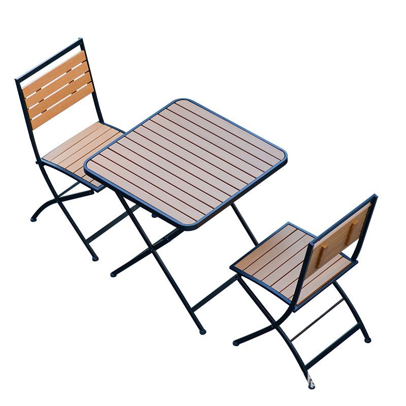 Modern Style 1/3 Pieces Metal Picnic Table Reclaimed Wood Picnic Table Set