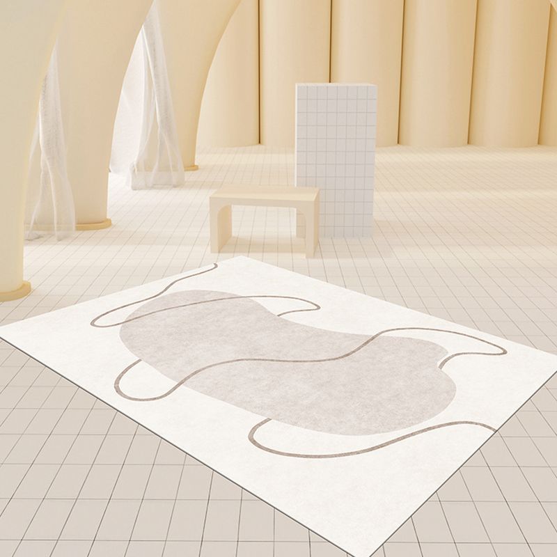 Light Brown Line Rug Polyester Simple Rug Non-Slip Backing Rug for Home Decor