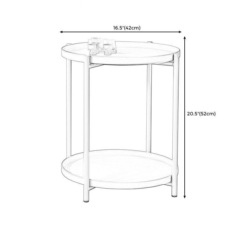 20.4" Tall 4 Legs/Cross Legs End Table Metal Round Tray Top Side End Table