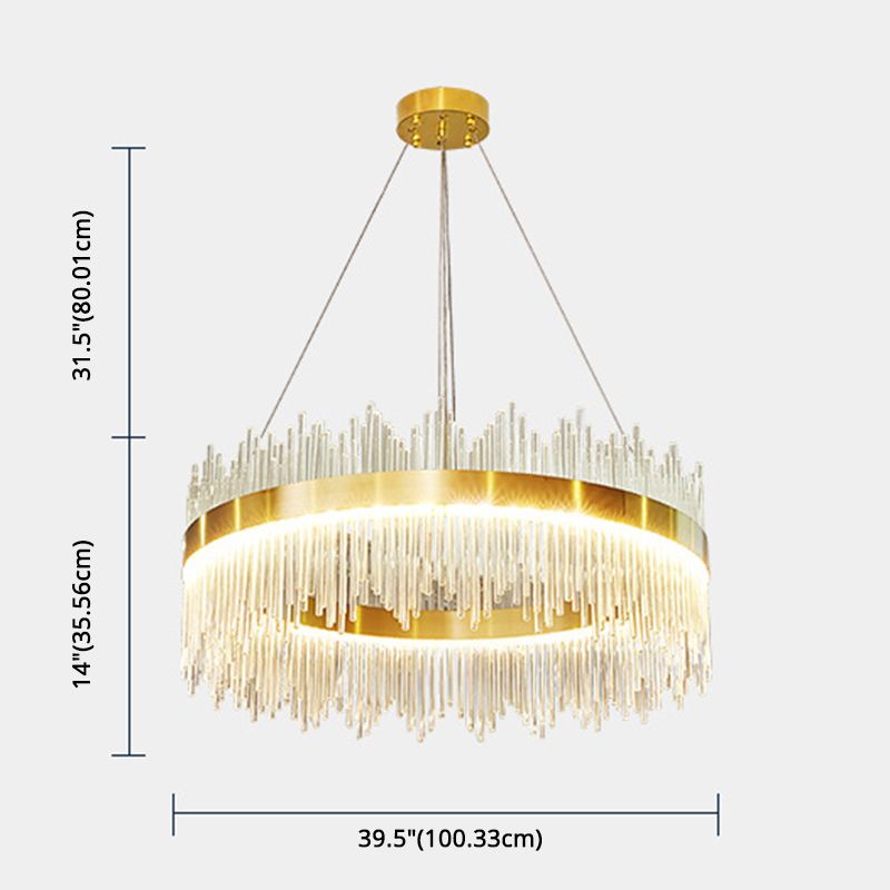 Mid-Century Modern Clear Crystal Down Lighting Pendant Round LED Suspension Lamp for Dining Table