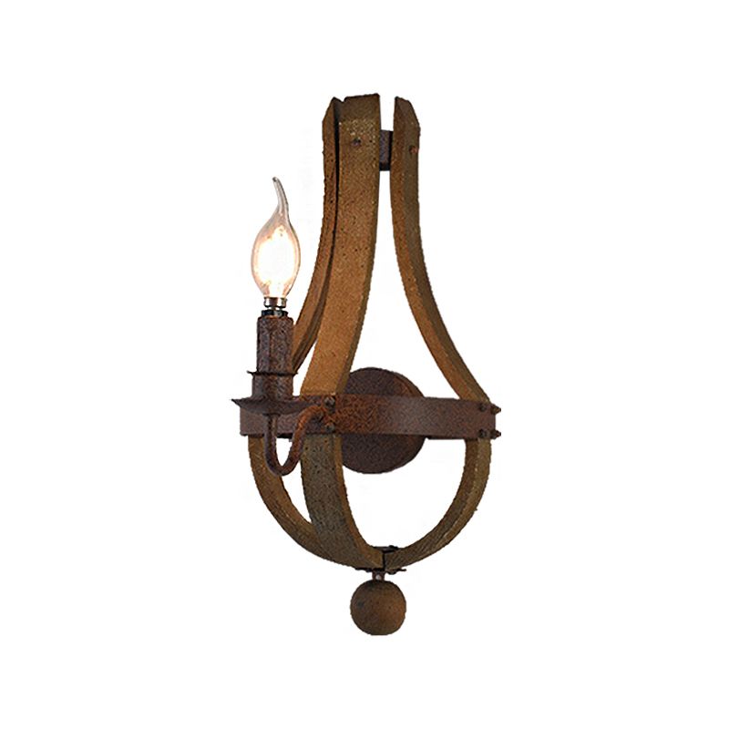 Rust Candle Wall Lighting Rustic Style Metal 1/2/3-Light Dining Room Sconce Lamp