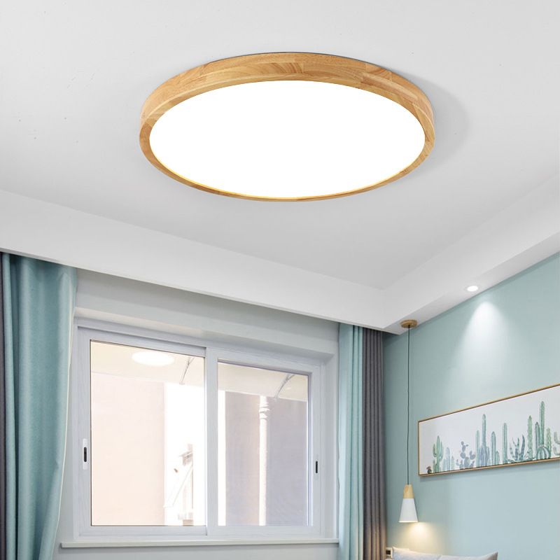 Geometrical Wooden Flush Ceiling Light Fixtures 1-Light Modern Style Flush Light Fixtures