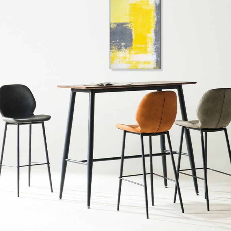 Modern Style Backrest Counter High Stool with Leather Cushion