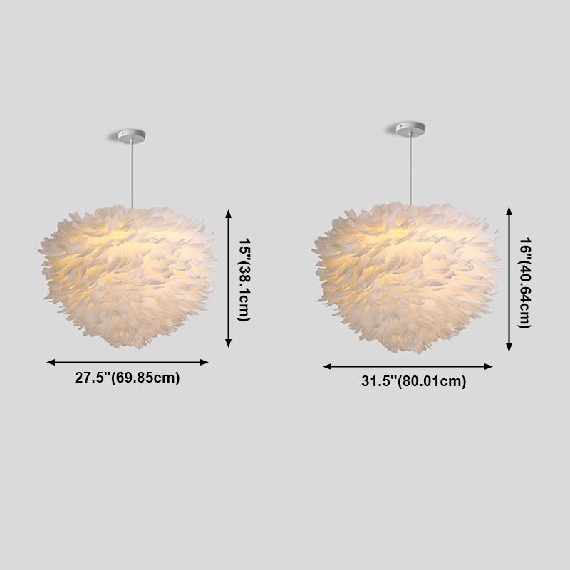 Feather Hanging Lights Modern Style Pendant Light Kit for Living Room Bedroom