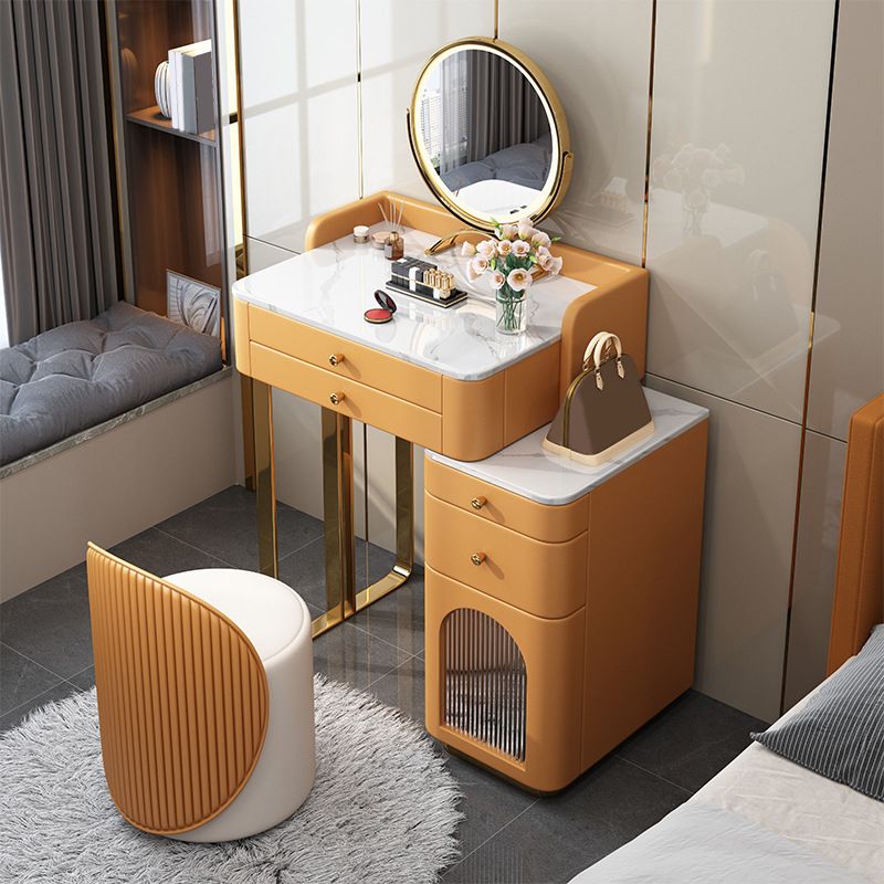 5 Storage Drawers Makeup Vanity Desk Stone Top Dressing Table