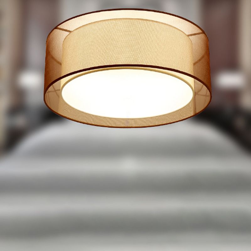 Brown Fabric Ceiling Light Multi Lights Ceiling Mount Light for Living Room