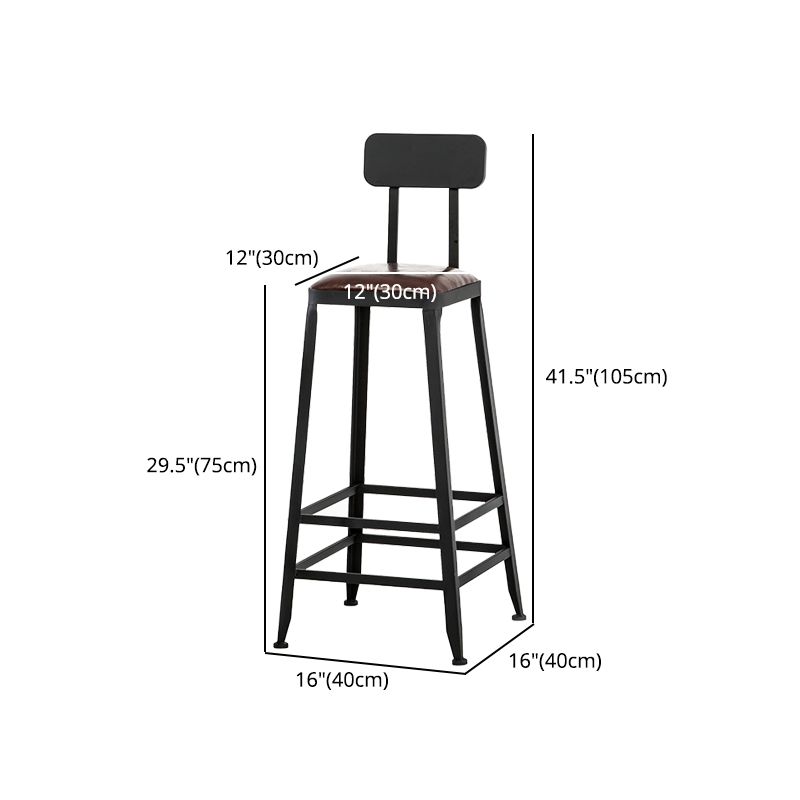 Industrial Iron Armless Footrest Stool Brown Upholstered Stool for Bristol