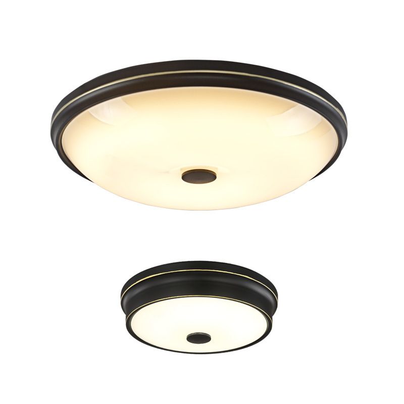 Round Glass Shade Ceiling Lamp Vintage LED Flush Mount Lighting for Bedroom