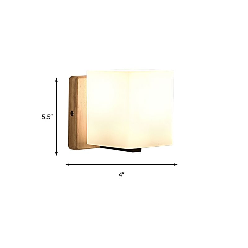 1 Bulb Small Wall Light Japanese Style Opal Glass Wall Lamp in White for Hallway Stairway