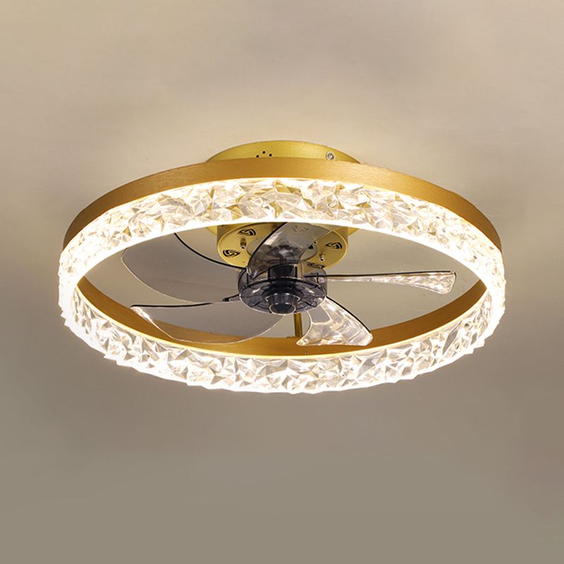 Kristallkreisförmige LED -Deckenventilatoren in der modernen Einfachheit Schmiedeeisen Flush Mount für Innenräume
