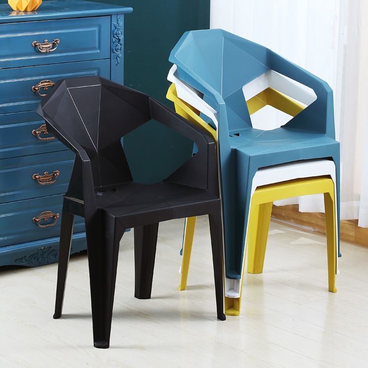 Sillón de comedor de plástico de estilo nórdico, silla lateral de comedor con respaldo abierto para restaurante