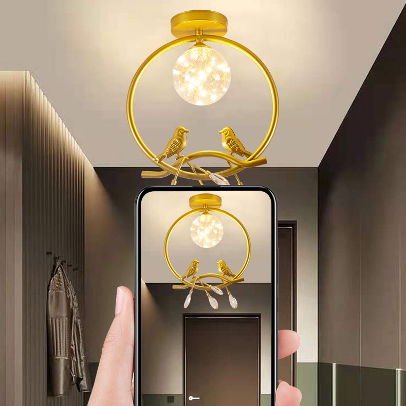 1 Light Spherical Ceiling Lamp Modern Style Glass Ceiling Lighting for Living Room