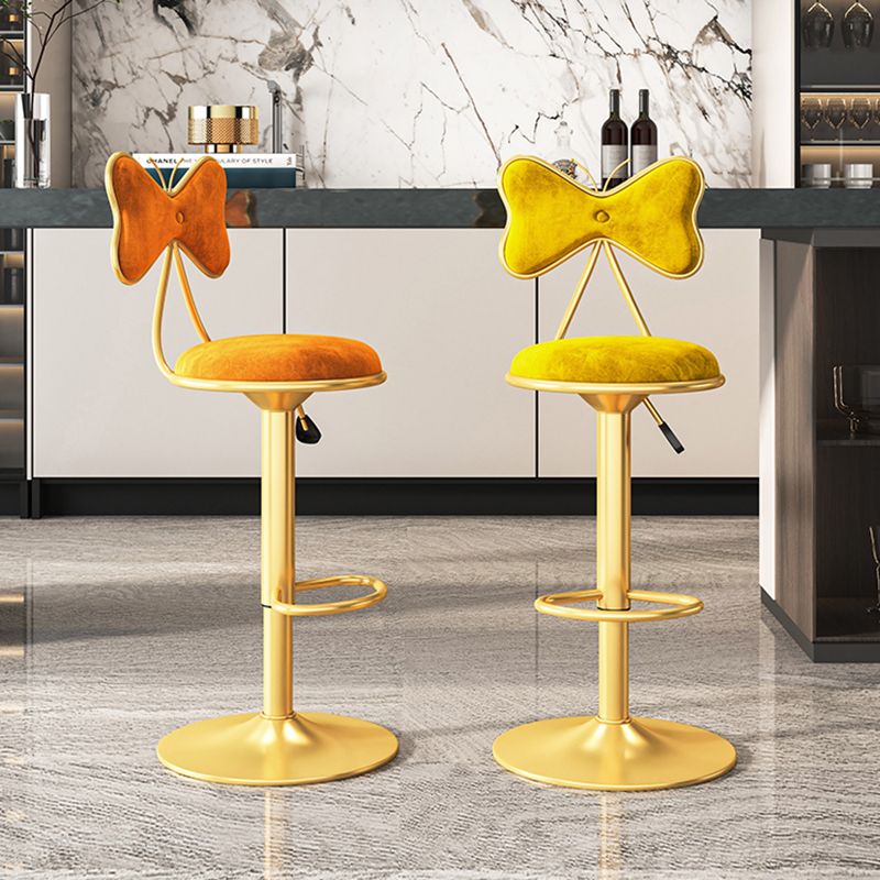 Scandinavian Design Upholstered Bar Stools with Fabric Round Stools with Footrest