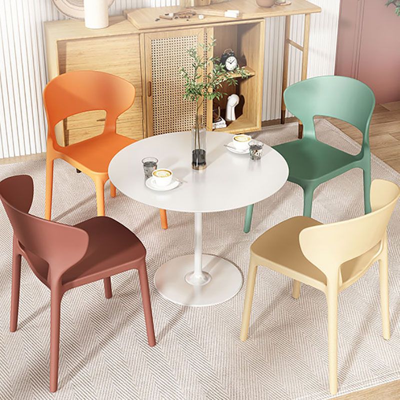 Sillas de comedor estilo Glam, silla lateral sin brazos de comedor de plástico para cocina