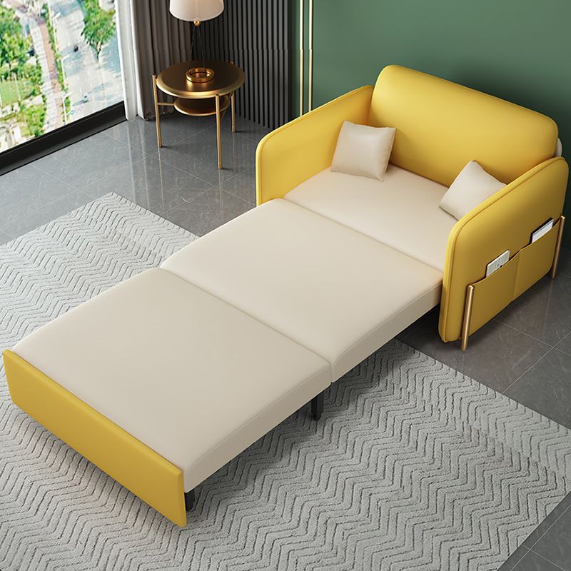Yellow and White Futon Sleeper Sofa Bed Modern Style Convertible Sofas