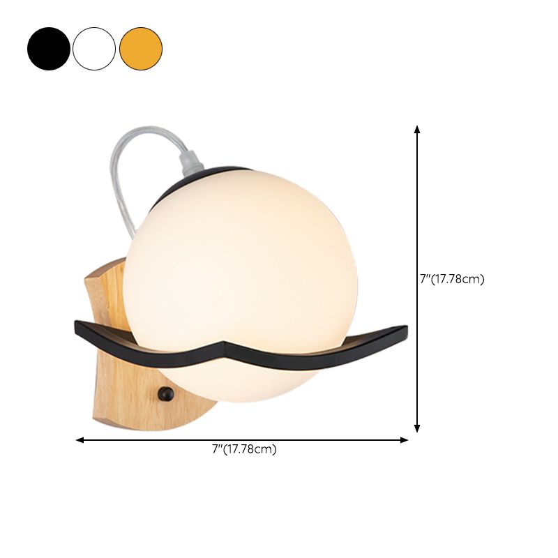 Modern Wall Sconce Metal Ball Shape Wall Light with Glass Shade for Living Room