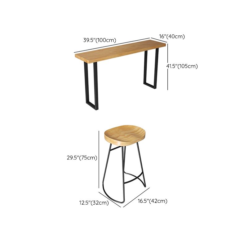 Modern 1/4/7 Pieces Bar Table Set Rectangle Wood Counter Table with Stools for Cafe