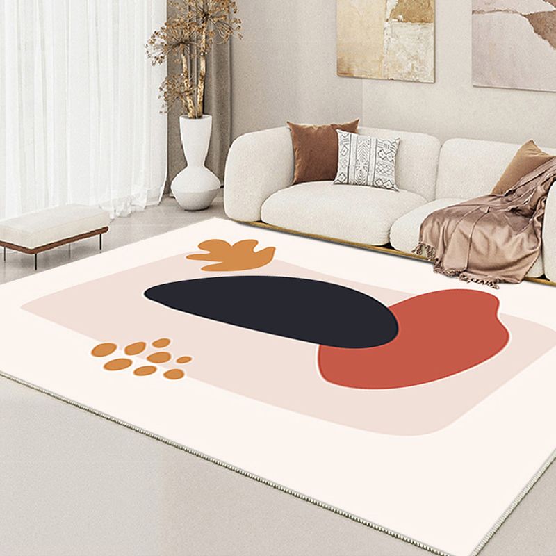 Nordic White Rug Polyester Color Piece Rug Tear Resistant Rug for Living Room