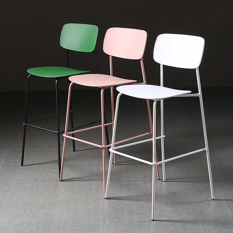 Modern Plastic Bar-stool Square Seat Counter Bar Stool with Metal Legs