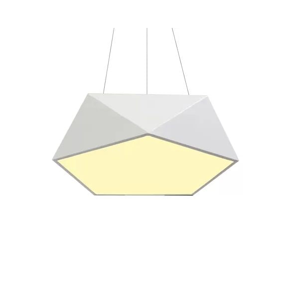 Pentagon Pendant Lighting Contemporary Metal 16.5"/20.5"/24.5" Wide Led White/Black/Yellow Ceiling Lamp Fixture with White Acrylic Diffuser