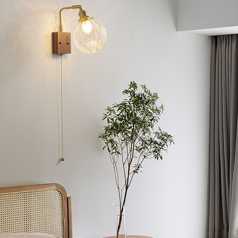 Ponderie murale en verre en métal en bois 1 luminaire à la tête murale pour le salon de la salle d'étude