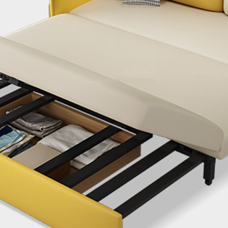 Pillow Back Futon Sleeper Sofa Faux Leather Sleeper Sofa with Storage