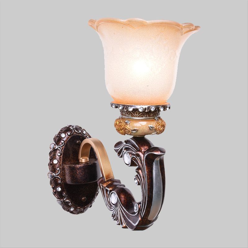 Applique murale marron à 1/2 têtes, Style rétro, verre rose et blanc, luminaire mural en forme de fleur