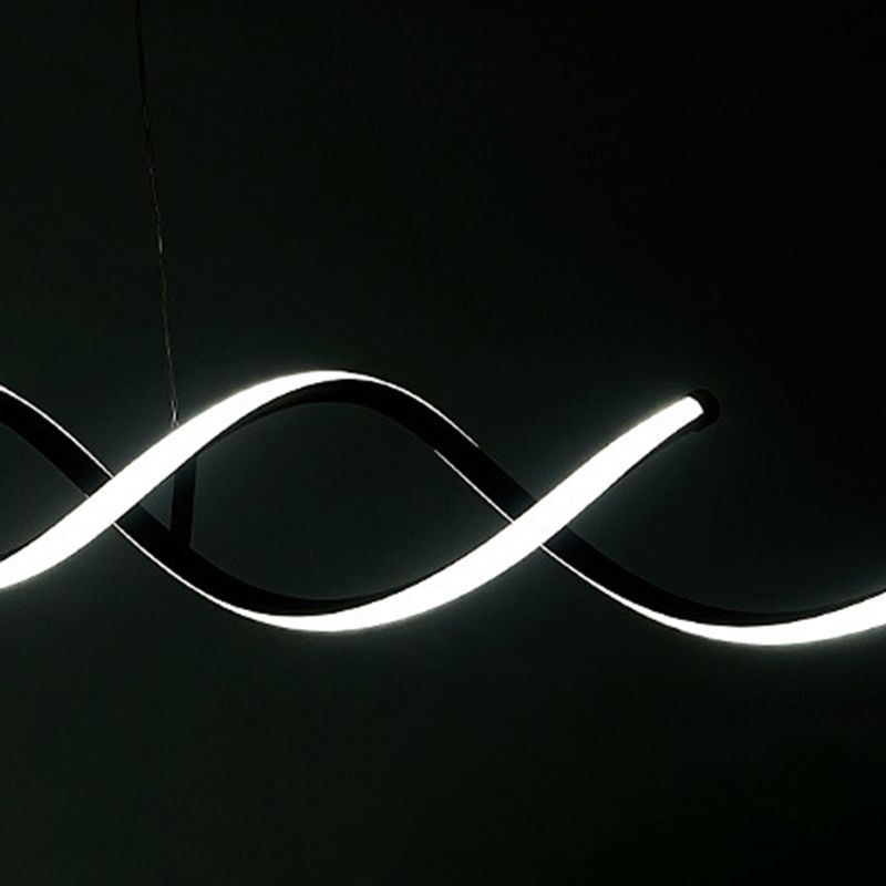 Silicone Black LED Island Light in Modern Simplicity Aluminium Linear Pendant Light for Dining Room