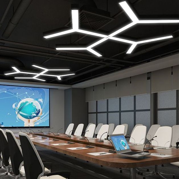 Y Shaped Acrylic Suspension Lamp Modern Black LED Pendant Light for Conference Room