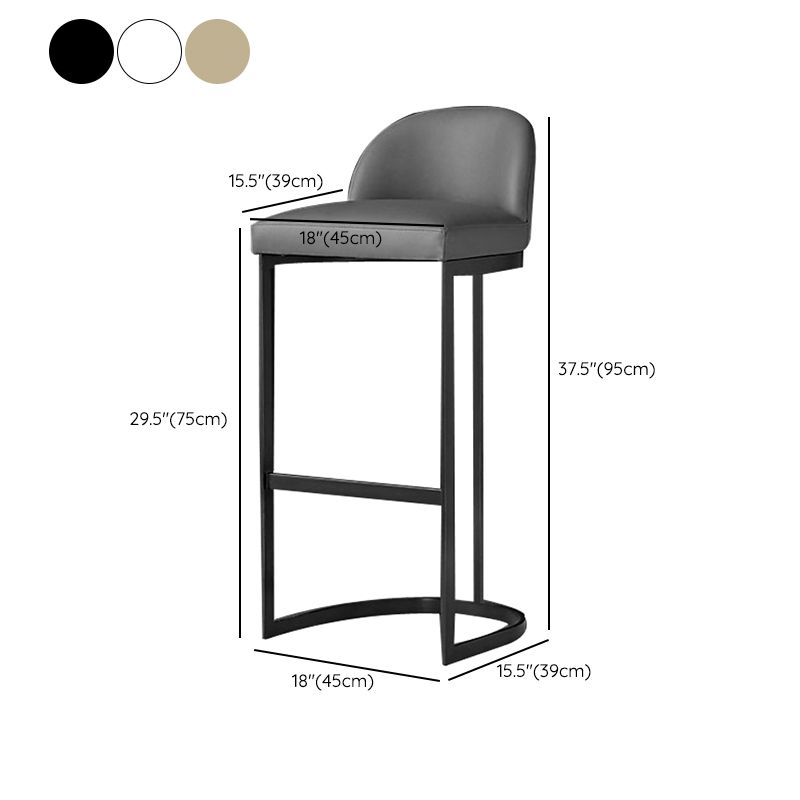 Glam Faux Leather Bar Stool Footrest Counter-height Stool for Dining Room