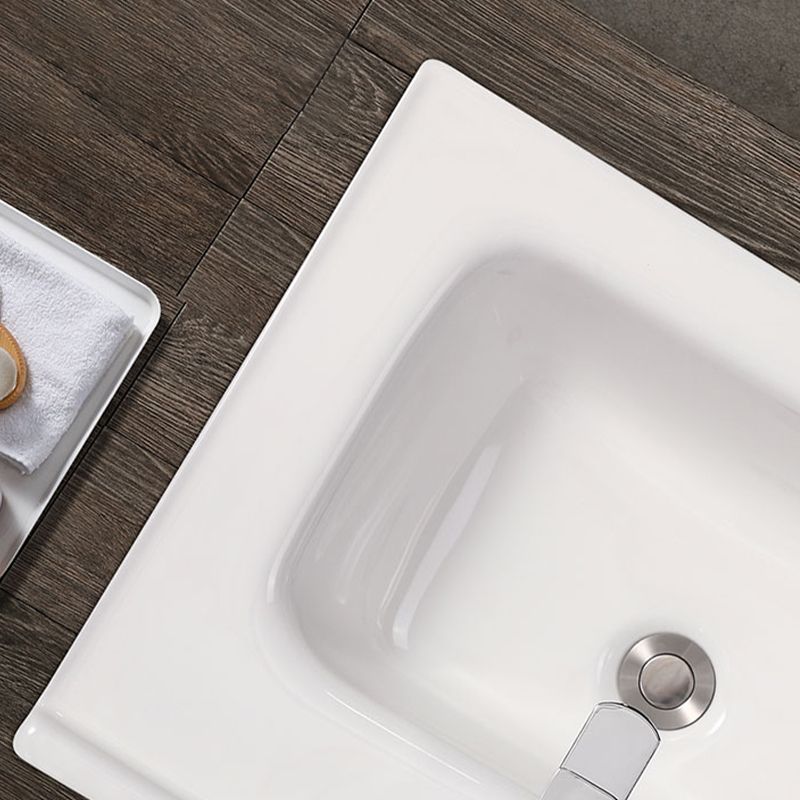 Modern White Bathroom Sink Rectangular Ceramic Bathroom Sink