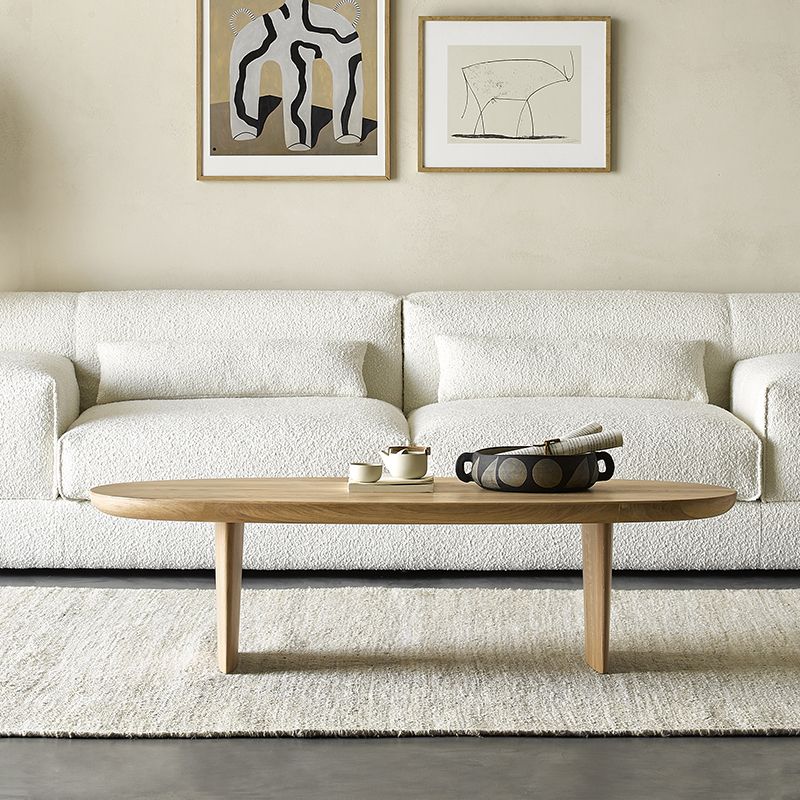 Modern Solid Wood Coffee Table Oval Sled Coffee Table for Living Room
