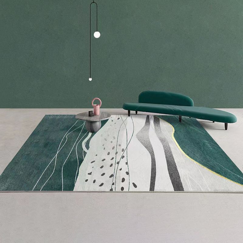 Gorgeous Green Rug Polyester Color Lump Rug Washable Rug for Living Room