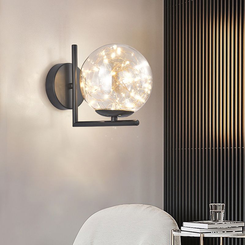 1 licht wit glazen wand gemonteerd verlichtingsarmatuur moderne bol wandverlichting ideeën voor slaapkamer