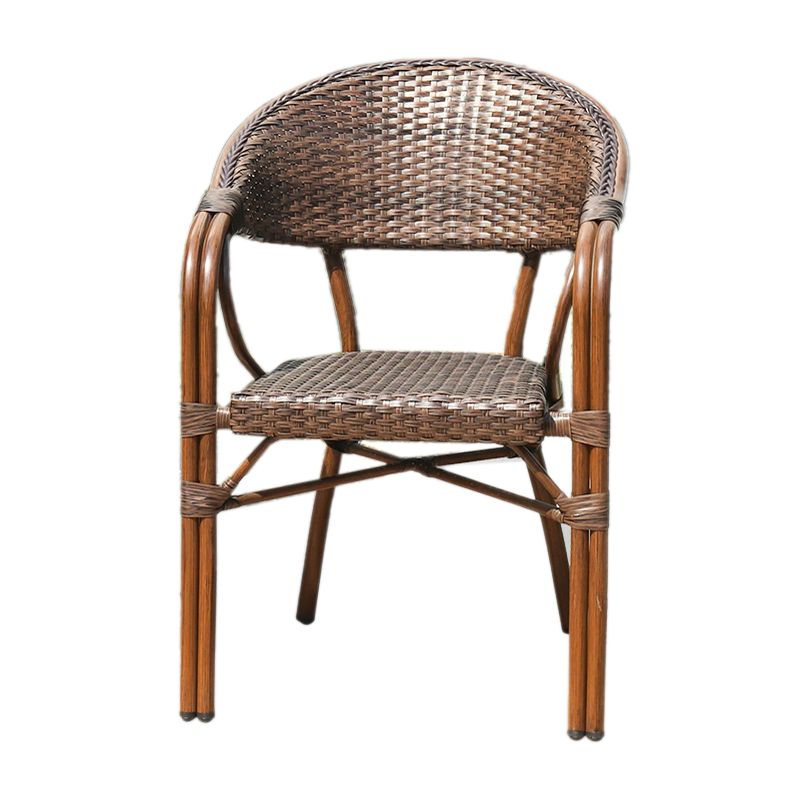 Tropical Rattan Patio Dining Chair Open Back Outdoors Dining Chairs