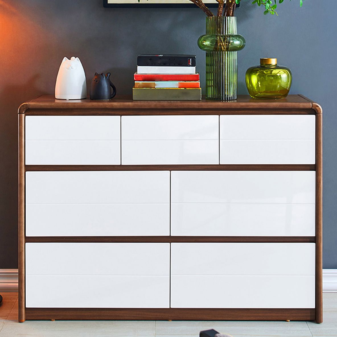 Modern Rectangular Cabinet Wood Minimalist Side Cabinet with Drawer