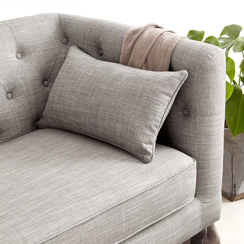 Tufted Fabric Sofa with Tuxedo Arm in Gray Contemporary Style