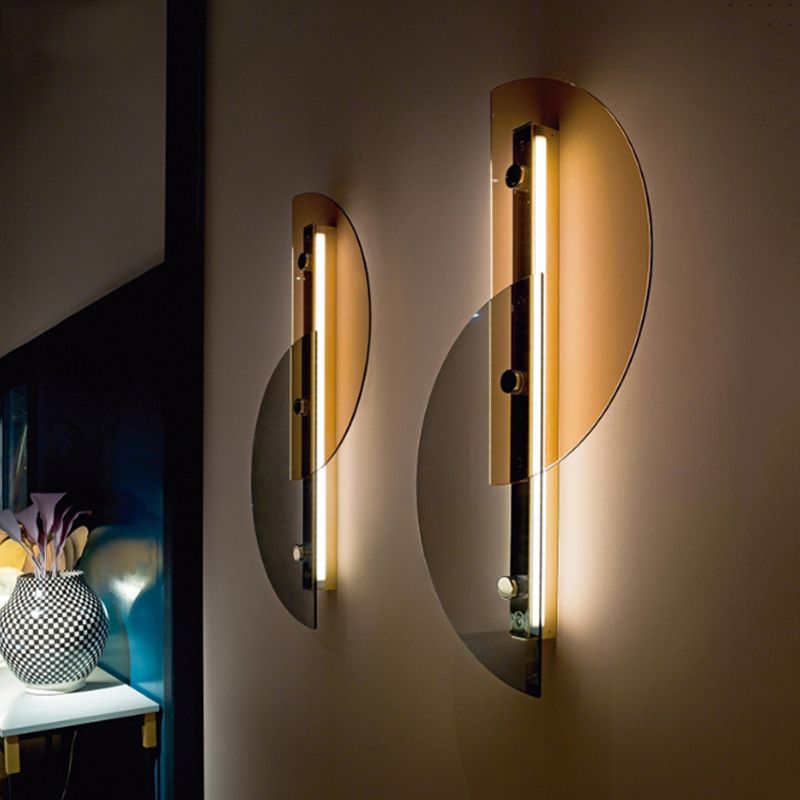 Contemporary Stylish Wall Light 2-Half Circle Glass Sconce Lighting for Dining Room Cloth Shop