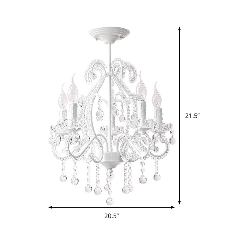 Éclairage d'éclairage de lustre blanc aux bougies avec décoration en cristal moderne 5 têtes lampe de lustre pour foyer
