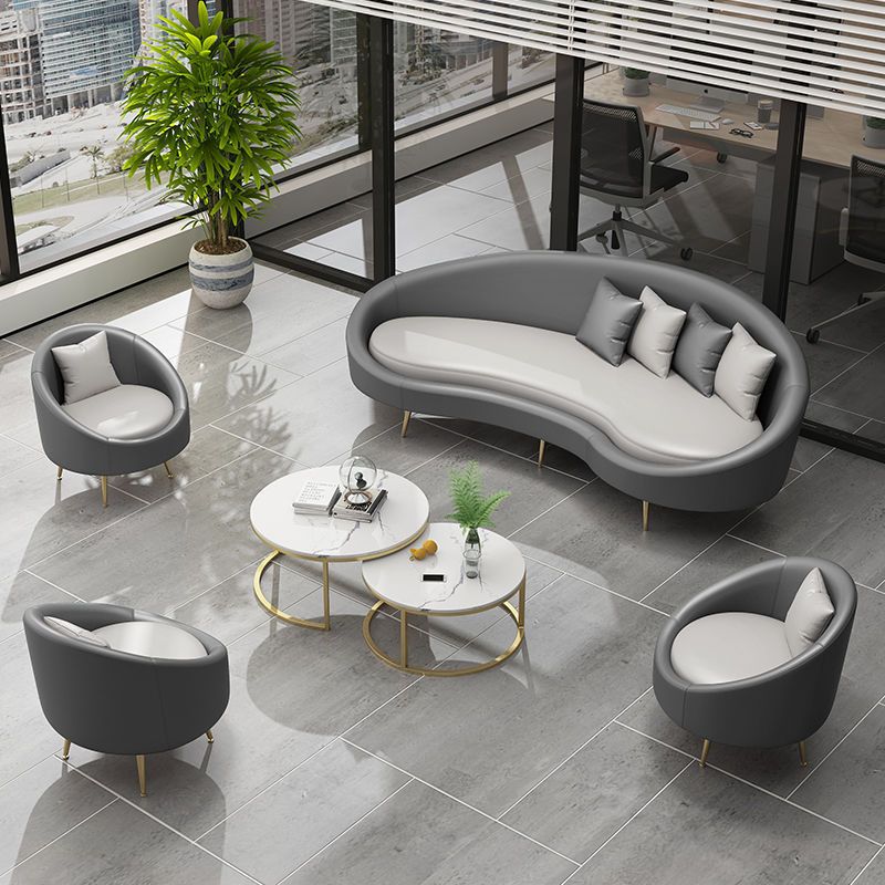 Contemporary Curved Sofa for Apartment 33.46" High Sloped Arm Sofa