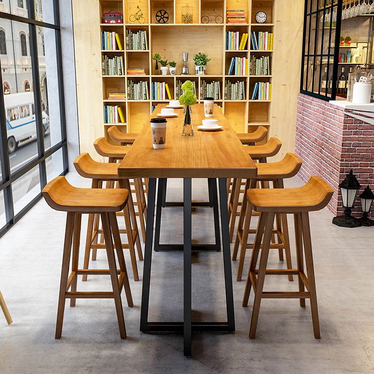 Industrial 1/9 Pieces Bar Table Set Rectangle Pine Wood Counter Table with High Stools