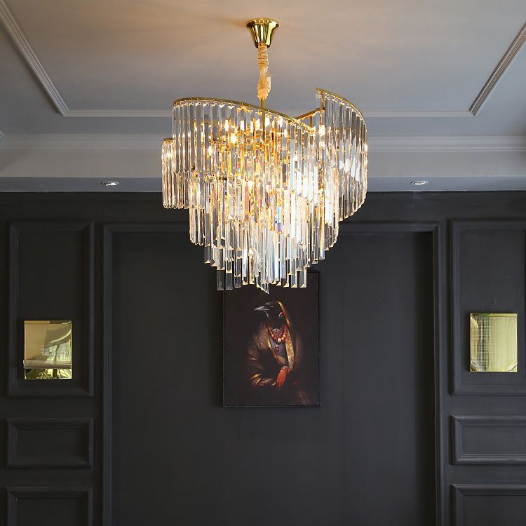 Contemporary Crystal Chandelier Light Fixtures Restaurant Hanging Chandelier